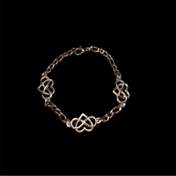 Hearts Charm Bracelet-Silvertone - Picture 4 of 4